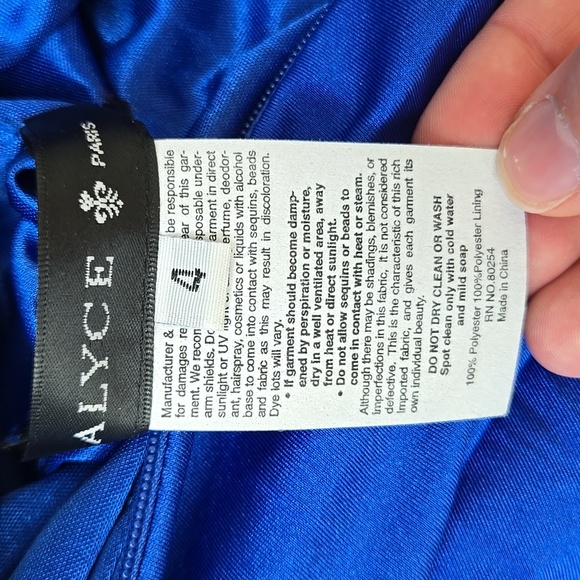 Navy Blue Beaded Alyce Paris Prom Dress - Picture 9 of 9